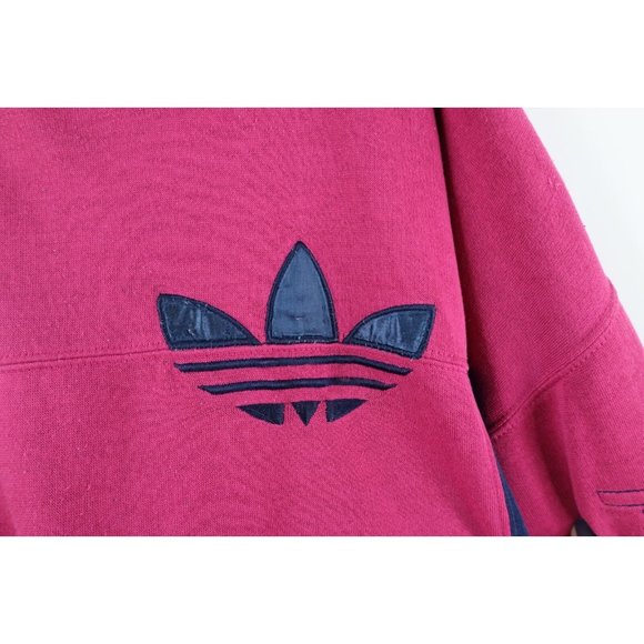 Vintage 90s Adidas Mens XL Faded Boxy Fit Spell Out Crewneck Sweatshirt Magenta - Picture 5 of 9